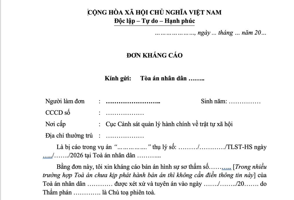 mau don khang cao xin giam nhe trach nhiem hinh su tham khao