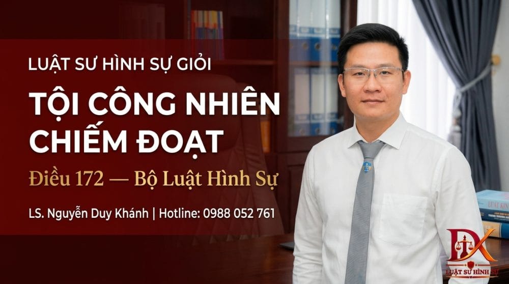 Luật sư Nguyễn Duy Khánh tư vấn tội công nhiên chiếm đoạt tài sản Điều 172 BLHS