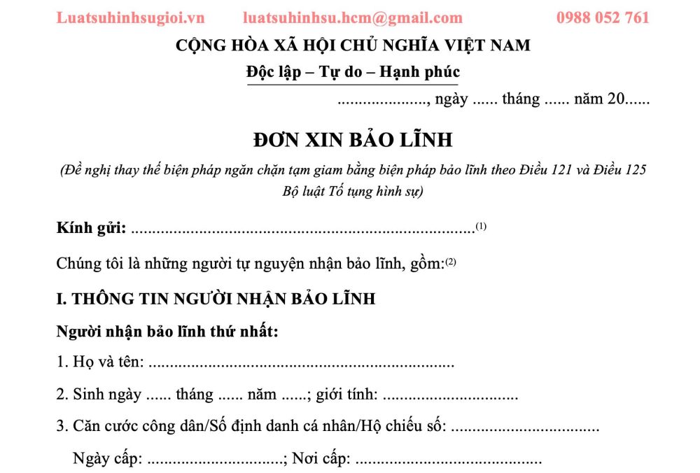 MẪU ĐƠN XIN BẢO LÃNH TẠI NGOẠI TRONG VỤ ÁN HÌNH SỰ NĂM 2026 2 mau don xin bao lanh tai ngoai cho bi can bi cao